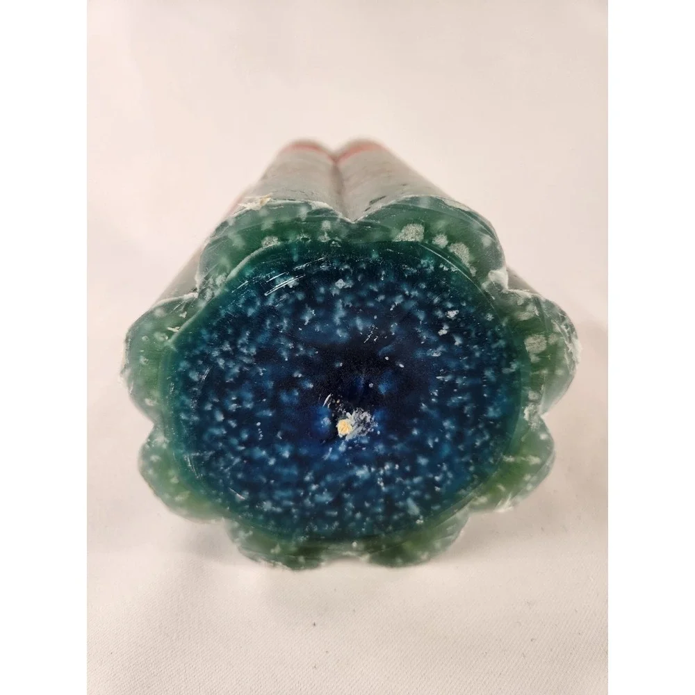 Wicks N More Large Scalloped 5x7 Colorful Layer Candle Green Red Blue‎